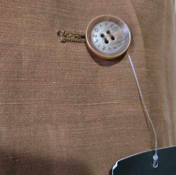VEILED-NWT- Linen Longline Cupro Double-Breasted Blazer in Baked Clay. Medium - Picture 3 of 11
